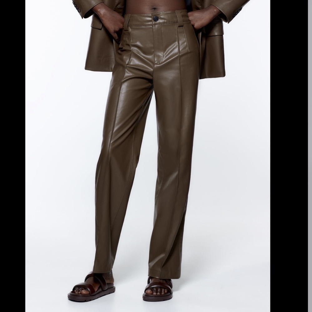 Zara FAUX LEATHER FRANÇOISE FULL LENGTH TROUSERS